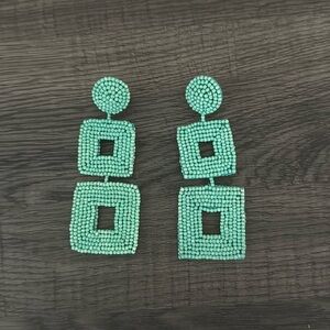 Turquoise Beaded Statement Earrings